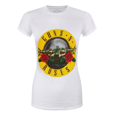 Guns N' Roses T-Shirt Classic Bullet Logo Femme Blanc - Taille M