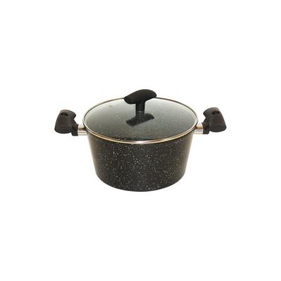 Faitout revêtement pierre 28 cm + couvercle en verre - Secret de Gourmet