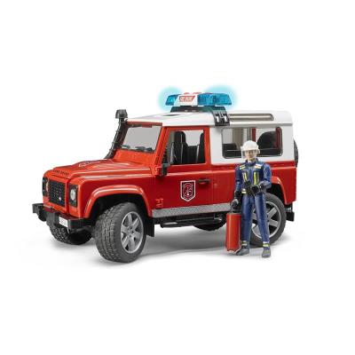 Bruder 2596 Land Rover Defender - Véhicule d'intervention avec figurine et extinteur