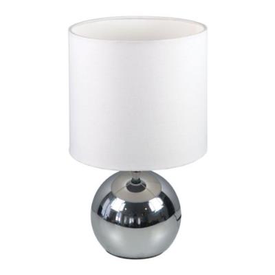 Ranex - 6000.197 - lampe touch 3 intensités - chrome - abat-jour tissu blanc