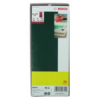 Bosch 2607019501 Feuilles Abrasives Pour Ponceuse Vibrante (Trouées) Grain 60-240 93 X 230 Mm Lot De 25 - 1