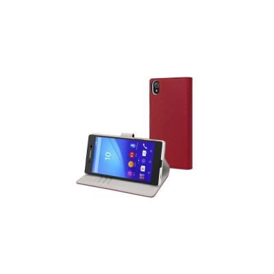 Muvit MFX Wallet Folio - Flip cover voor mobiele telefoon - imitatieleer - rood - voor Sony XPERIA Z5
