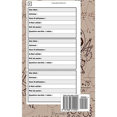 Carnet de Mots de Passe - alphabétique - Petit format A5 - 108 pages Aucun  - broché - Aucun - Achat Livre