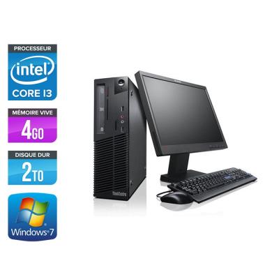 Unité centrale Lenovo ThinkCentre M81 SFF + Ecran 17'' - Noir - Intel Core i3-2100 / 3.10 GHz - RAM 4 Go - HDD 2 To - DVDRW - Gigabit Ethernet - Windo
