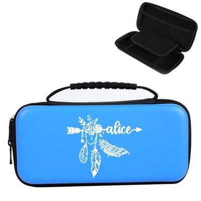 Etui pochette pour Nintendo Switch Lite bleu avec votre prenom 6 motif fleur blanc