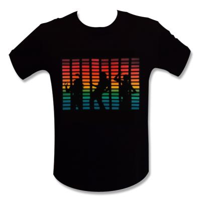 T-shirt éclairé lumineux LED equalizer arc-en-ciel ambiance de fête S