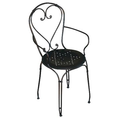 Chaise de jardin en fer forgé noir - Dim : H 89 x 57 x P 54 cm -PEGANE-