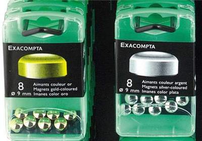 Aimants Exacompta Magnétiques F9 - Boîte de 8 - Diam. 9mm - Coloris assortis