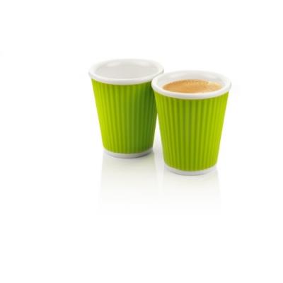 Les artistes-paris a-0632 set de 2 gobelets porcelaine silicone ondulés vert 18 cl