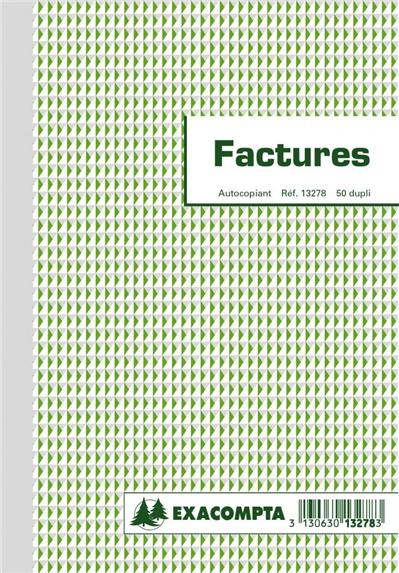 Manifold Exacompta 50 feuillets Factures Mention TVA 21x14,8cm Dupli