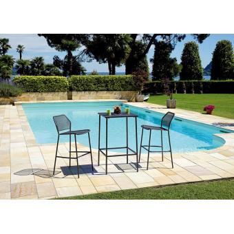 Ensemble de jardin table haute + 2 tabourets en fer coloris gris ... Ensemble de jardin table haute + 2 tabourets en fer coloris gris ...