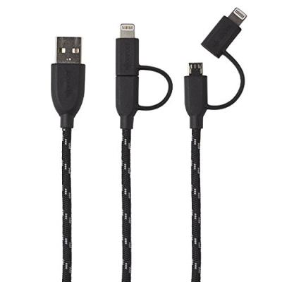 BOOMPODS DCBLK Câble USB/Micro USB/Lightning de chargement pour iPhone 5/6 1 m Noir