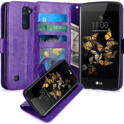 LG K8 Housse Coque Etui de luxe Portefeuille Porte Carte Et Billet pour LG K8 (Housse Luxe Violet)