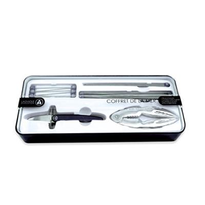 Laguiole evolution 448441 coffret de 14 pièces fruits de mer avec manche carbone/inox noir