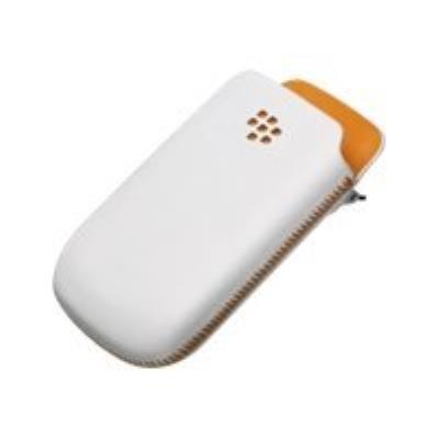 BlackBerry Leather Pocket - Beschermhoes voor mobiele telefoon - leer - wit, oranje - voor Bold 9700, 9780; Curve 8520, 8530, 8900; Curve 3G 9300, 9330
