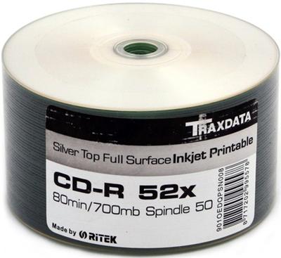 CD-R 52x Imprimable Silver, 50 pièces en cakebox