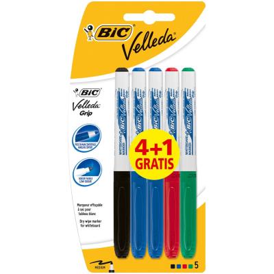 Feutre effaçable à sec VELLEDA GRIP assortis 4+1 GRATUIT !