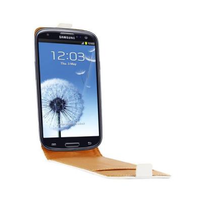 Etui cuir blanc véritable pour Samsung Galaxy S3