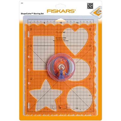 Fiskars 4808 shapecutter set de démarrage avec tapis a4/gabarit formes/2 lames orange