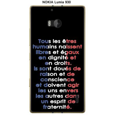 Coque Nokia Lumia 930 design Citation Tous les êtres Texte blanc fond noir