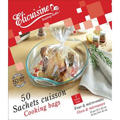 Elicuisine 10003 ensemble de 50 sachets pour four et micro-ondes plastique 35 x 43 cm