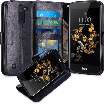 LG K8 Housse Coque Etui de luxe Portefeuille Porte Carte Et Billet pour LG K8 (Housse Luxe Noir)