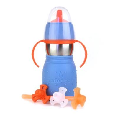 KID BASIX - KB204 - TASSE À BOIRE - SIPPY 2 EN INOX AVEC SILICONE - BLEU - 330 ML