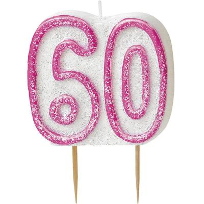 Bougie anniversaire rose 60 ans - Décoration