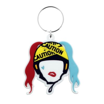 Birds of Prey Porte-clés en caoutchouc Harley Quinn Caution 4,5 x 6 cm