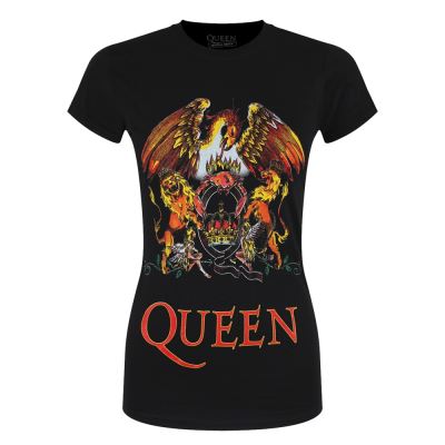 Queen T-Shirt Classic Crest Femme Noir - Taille L