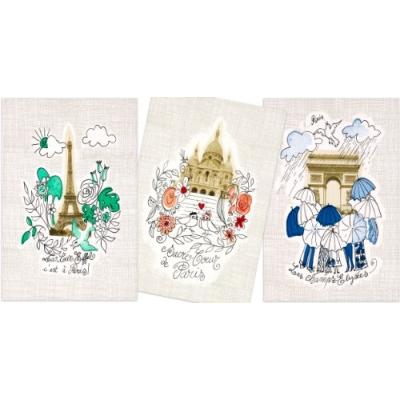 PARISCHERI 3TORPMOASS 3 TORCHONS PARIS MONUMENTS COTON 50 X 75 CM