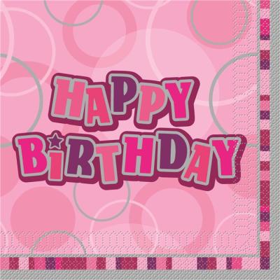16 Serviettes de table Happy Birthday - Décoration anniversaire