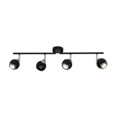 Brillant plafonnier led a 4 lumieres ina 2xgu10 3w noir et chrome