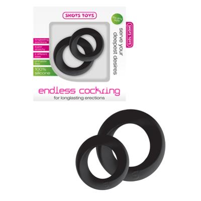 2 Cockrings silicone Shots Toys M et XL Noir