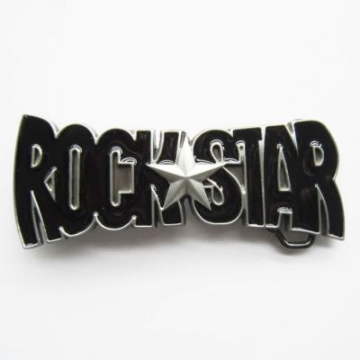 boucle de ceinture rock star noire avec une etoile homme