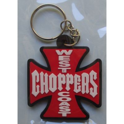 porte clé west coast choppers plastique rouge ecrit blanc