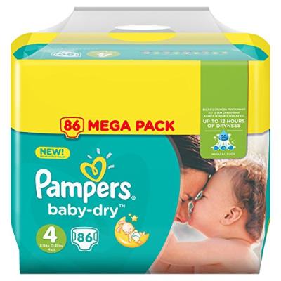 Pampers - baby dry - couches taille 4 (8-16 kg/maxi) - mega pack (x86 couches)