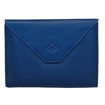 Etui cuir rabat Carte Grise papiers voiture bleu