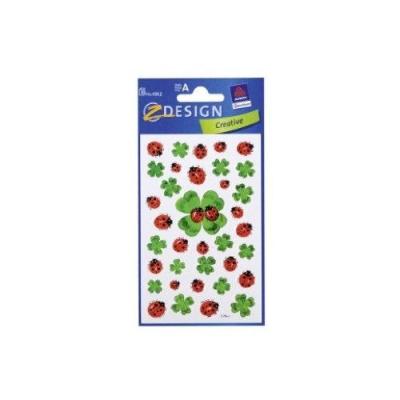 Avery zweckform z-design sticker coccinelle et feuilles de trefle 4362