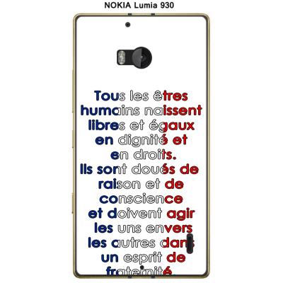 Coque Nokia Lumia 930 design Citation Tous les êtres Texte noir fond blanc