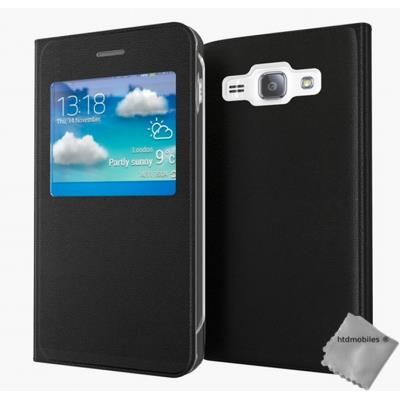 Housse etui coque portefeuille s-view pour Samsung Galaxy J3 (2016) - NOIR