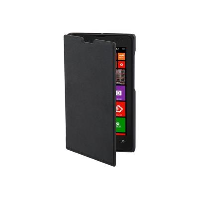 Muvit Wallet - Flip cover voor mobiele telefoon - polyurethaan, polycarbonaat - zwart - voor Microsoft Lumia 435