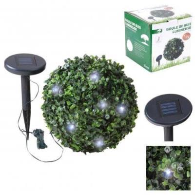 Lampe boule buisson buis lumineuse guirlande solaire rechargeable pour decoration de jardin ou terrasse exterieur
