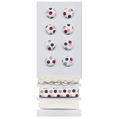 Boutons et rubans à pois multicolore - rayher
