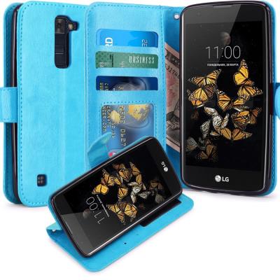 LG K8 Housse Coque Etui de luxe Portefeuille Porte Carte Et Billet pour LG K8 (Housse Luxe Bleu Lagon)