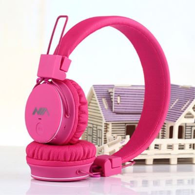 Casque Bluetooth V4.1 NIA X2 4-en-1 Microphone Lecteur Microphone-SD / FM Radio - Rose