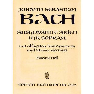 Partitions classique EDITION BREITKOPF BACH J.S. - AUSGEWAHLTE ARIEN FUR SOPRAN 2 Soprano, instruments