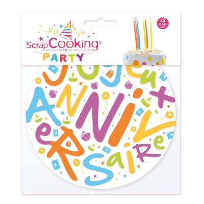 Disques azyme joyeux anniversaire - 2 pièces - Scrapcooking Party