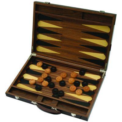 Backgammon luxe bois grand à encoches (45 x 30,5 cm plié)