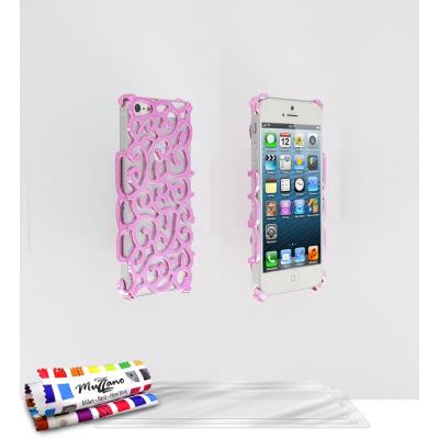 Coque rigide Rose Le Palace ORIGINALE de MUZZANO pour APPLE IPHONE 5S + 3 Films de Protection Ecran UltraClear